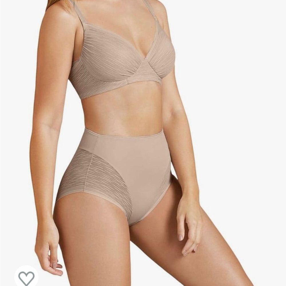 Leonisa Tummy Control High Waisted Sheer Lace Shapewear Panry Beige Size XL - Picture 1 of 5
